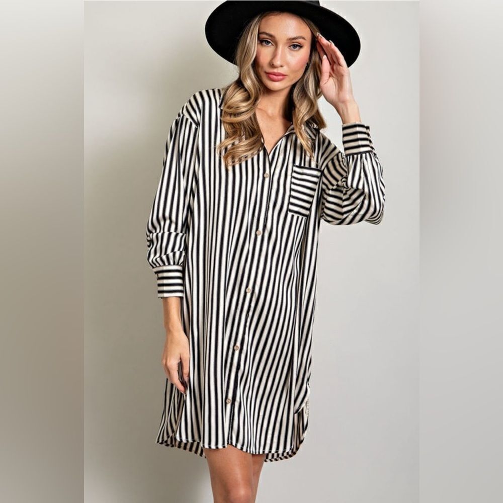 933. STRIPE SHIRT MINI DRESS - Picture 4 of 10